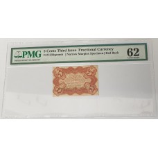 UNITED STATES OF AMERICA 1864 . FIVE 5 CENTS BANKNOTE . SPECIMEN PROOF